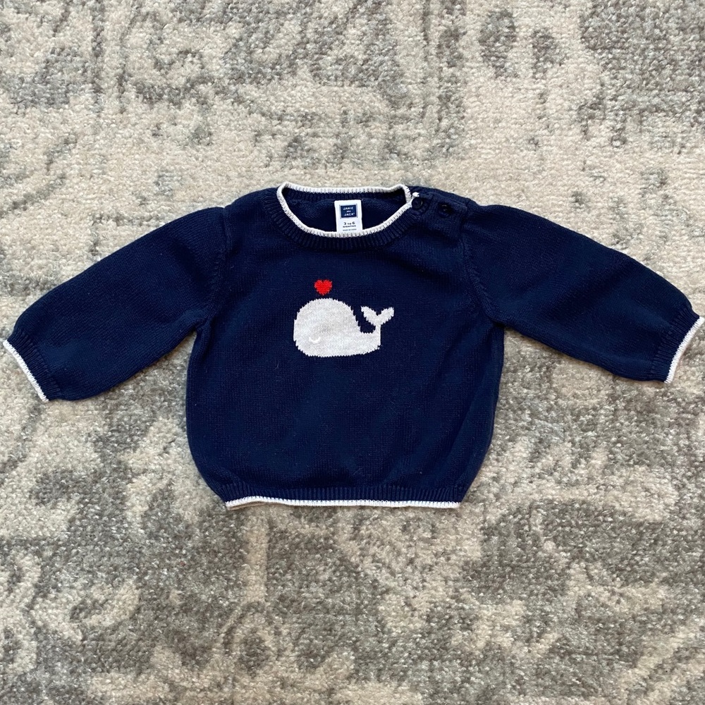 Navy whale sweater Janie and Jack 3-6 months